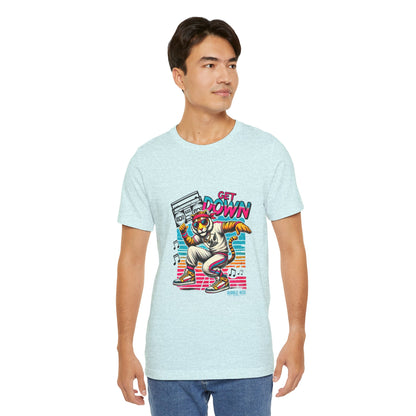 Get Down dancing tiger with boombox, retro neon graphic tee, photo 13