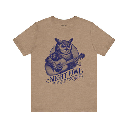 Night Owl Guitarist Music t-shirt in heather tan