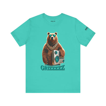 Grizzzzz Bear Retro Hip Hop t-shirt in teal
