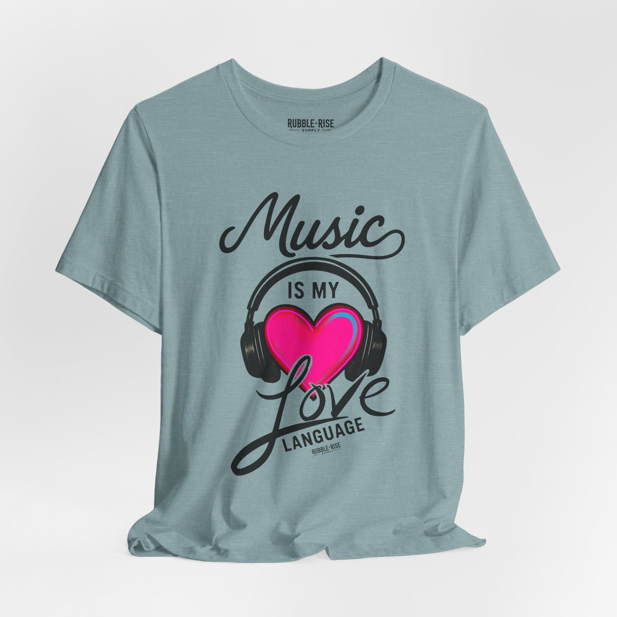 Music Is My Love Language Heart t-shirt in heather blue lagoon