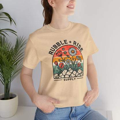 Rubble + Rise Floral Summer t-shirt in soft cream