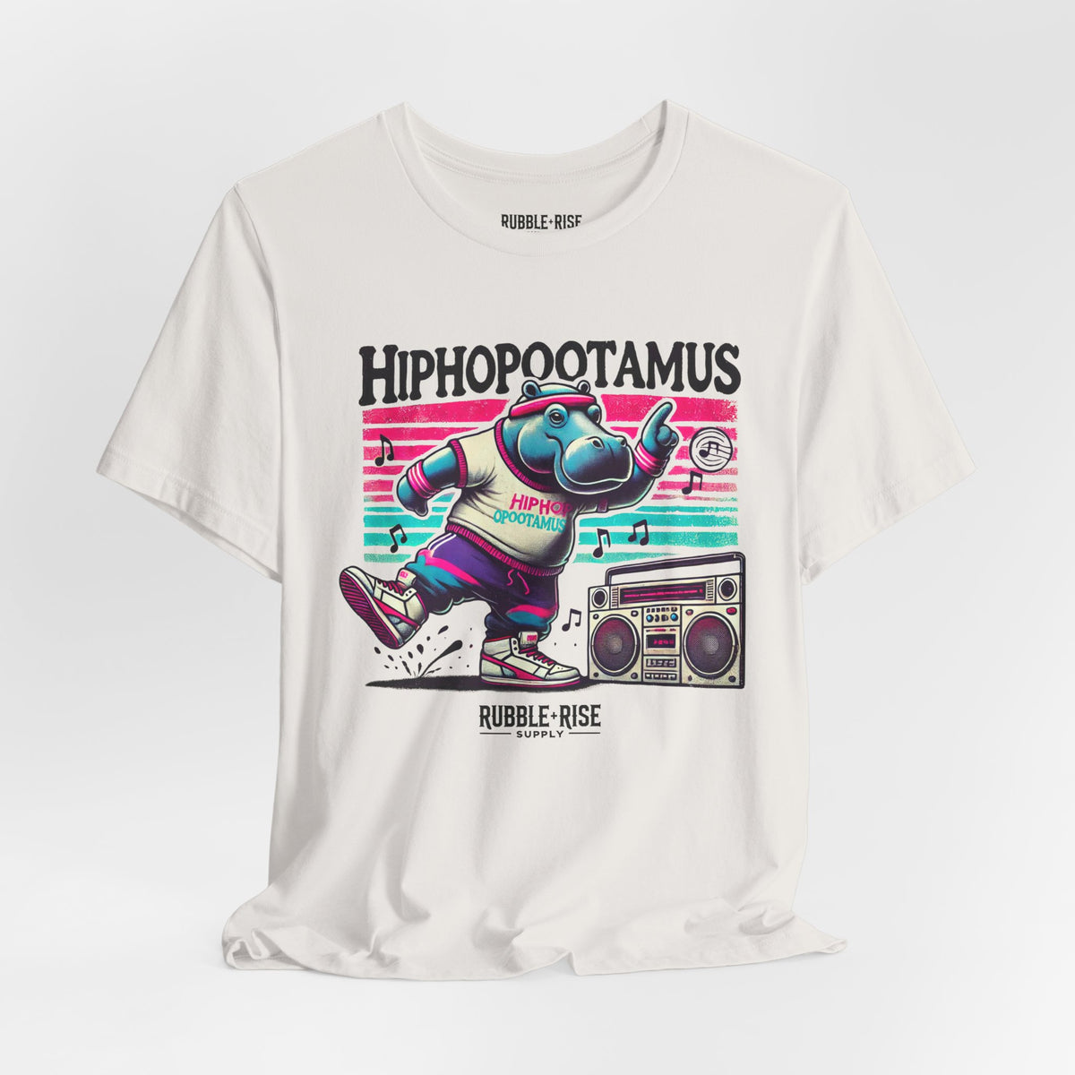 Hiphopootamus Hip Hop Humor t-shirt in vintage white