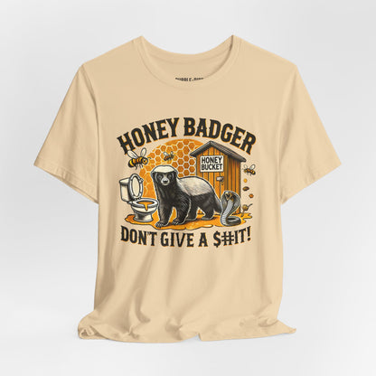 Honey Badger Don't Give a $h!t t-shirt in soft cream