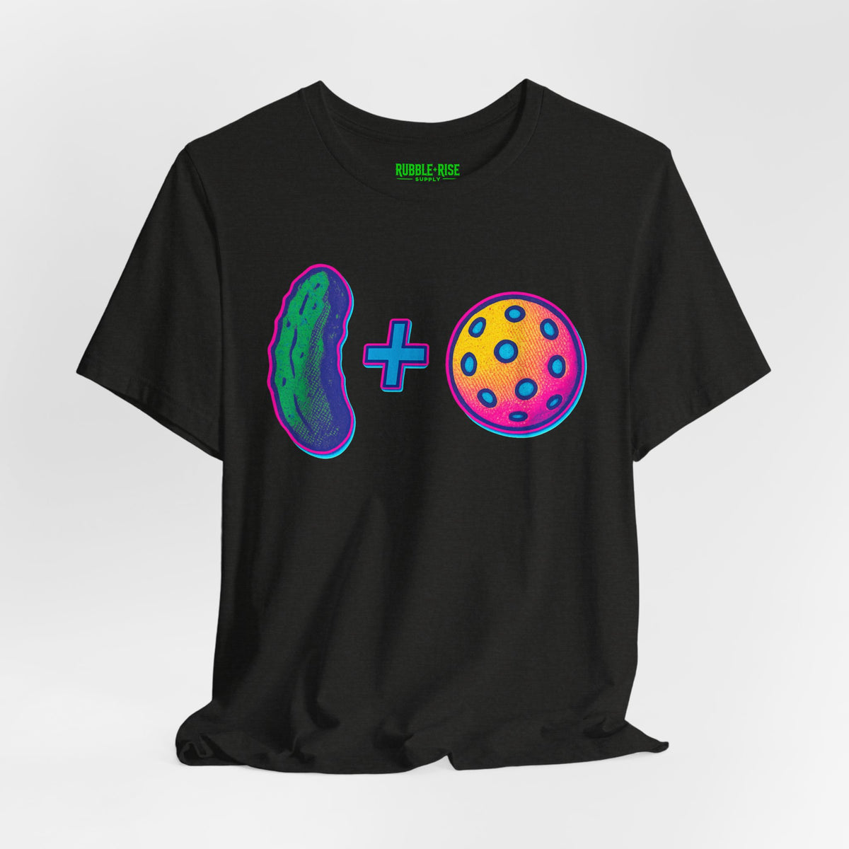 Funny Pickle Ball 80s Neon t-shirt in black heather