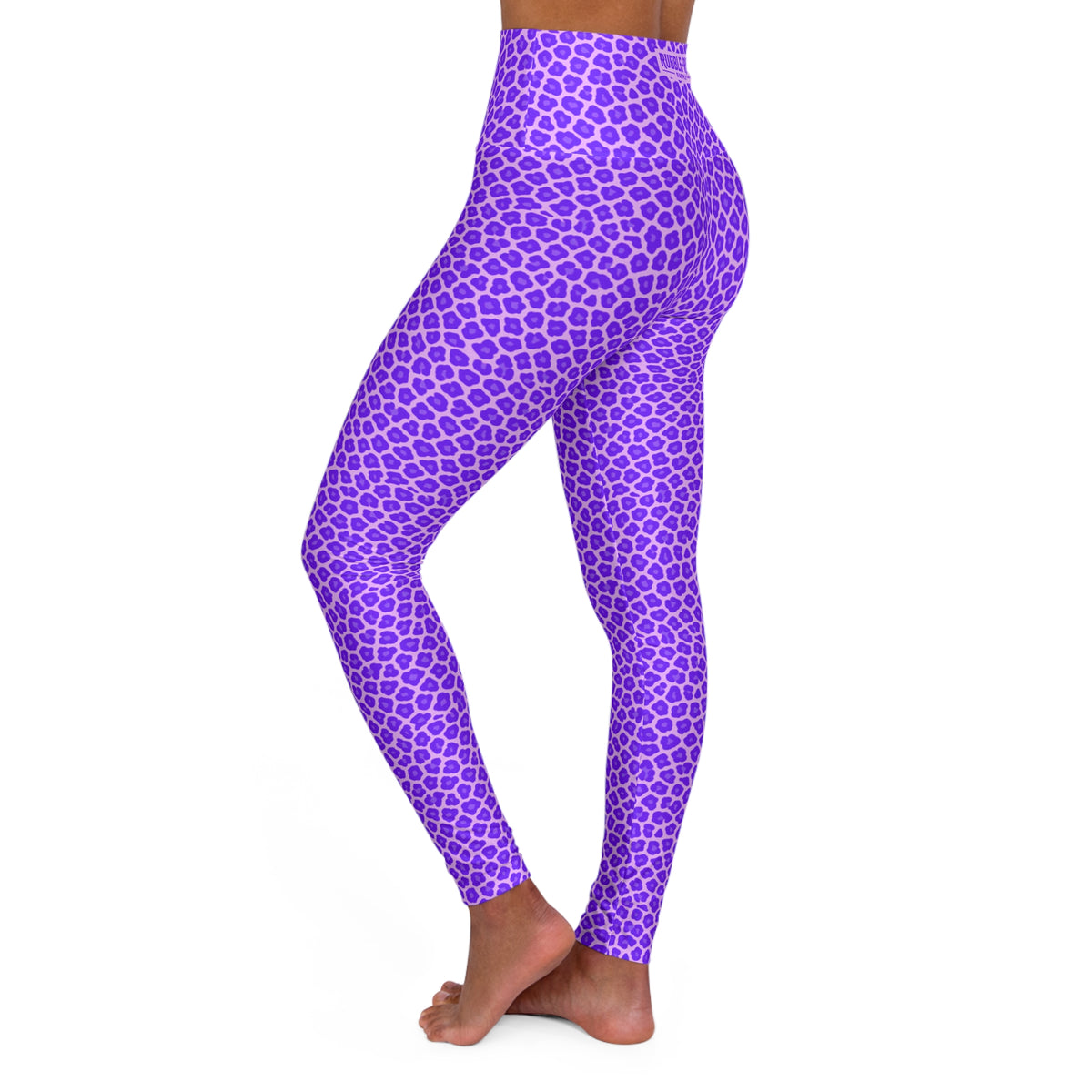 Purple cheetah print high-waisted yoga leggings, photo 3