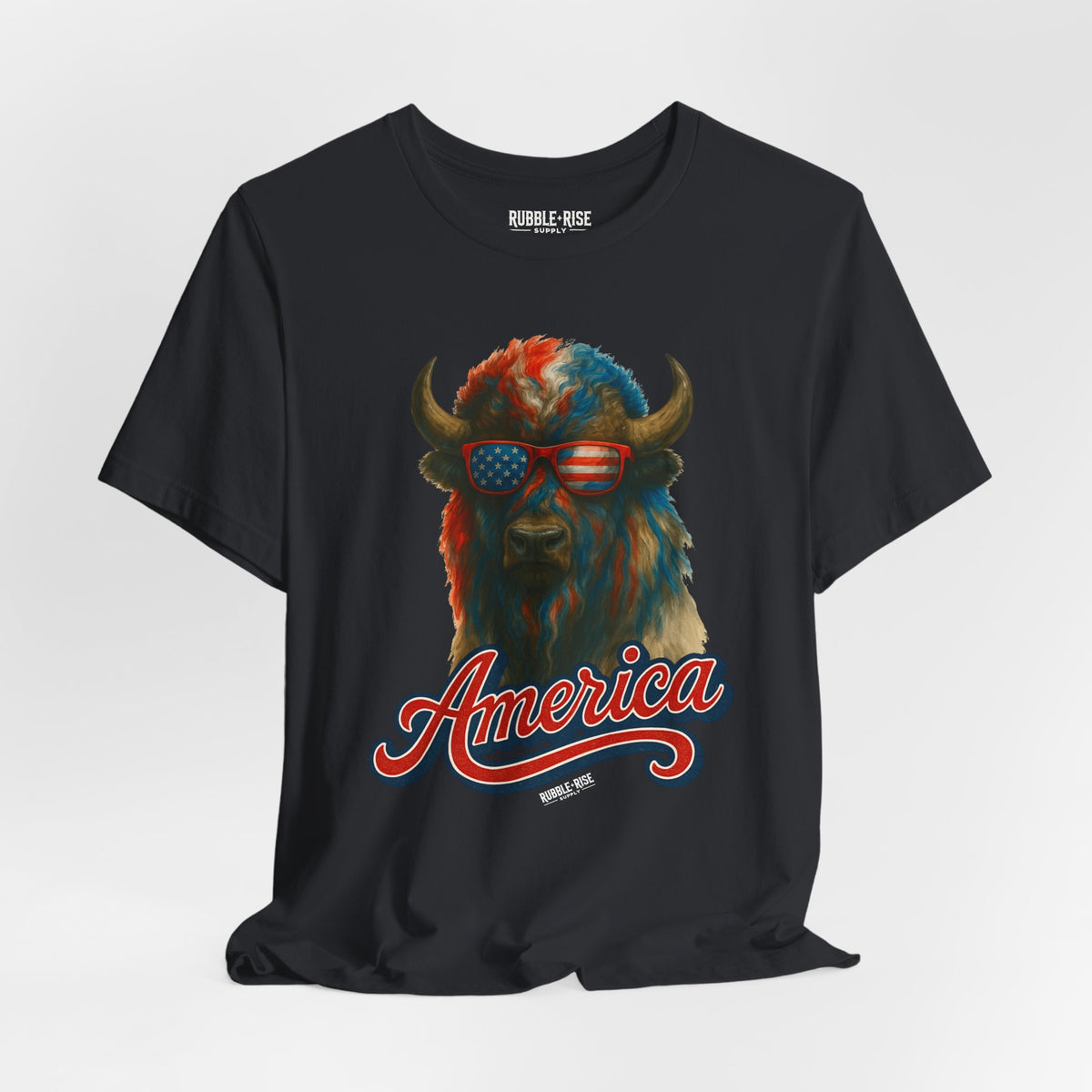 Patriotic Buffalo 4th of July t-shirt in vintage black