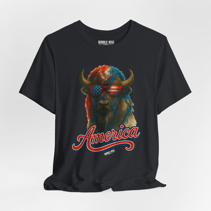 Patriotic Buffalo 4th of July t-shirt in vintage black