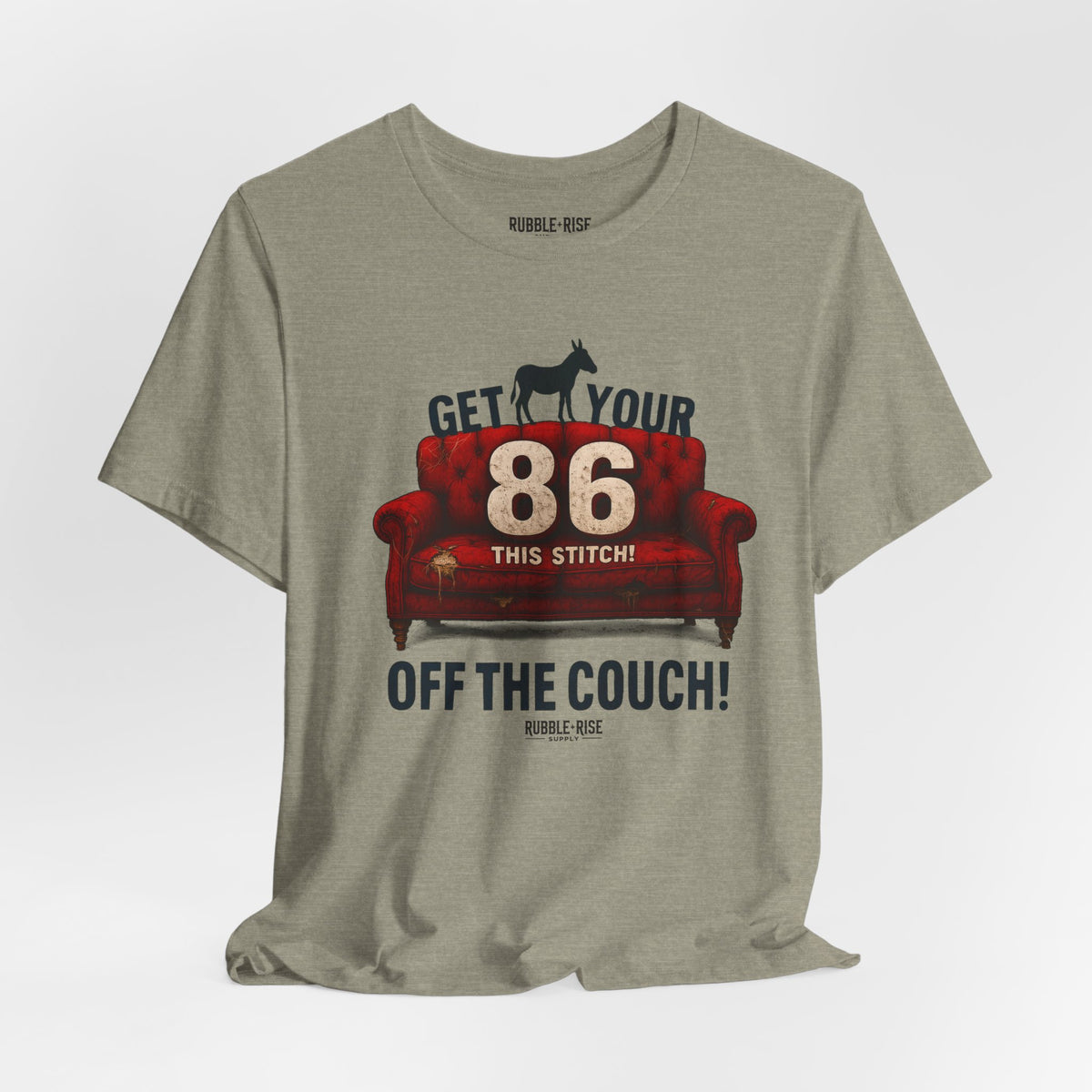 86 This Stitch Couch Potato t-shirt in heather stone
