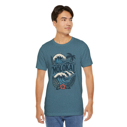 Molokai Island Wave and Palm Tree Tee