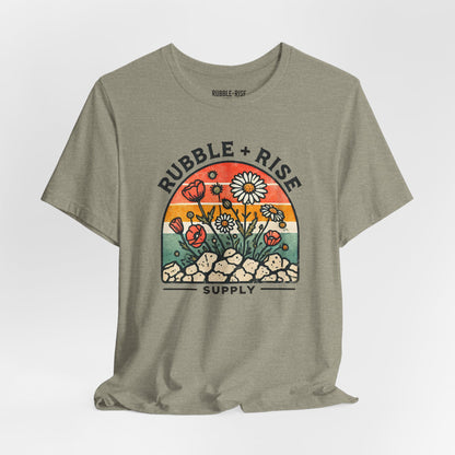 Rubble + Rise Floral Summer t-shirt in heather stone