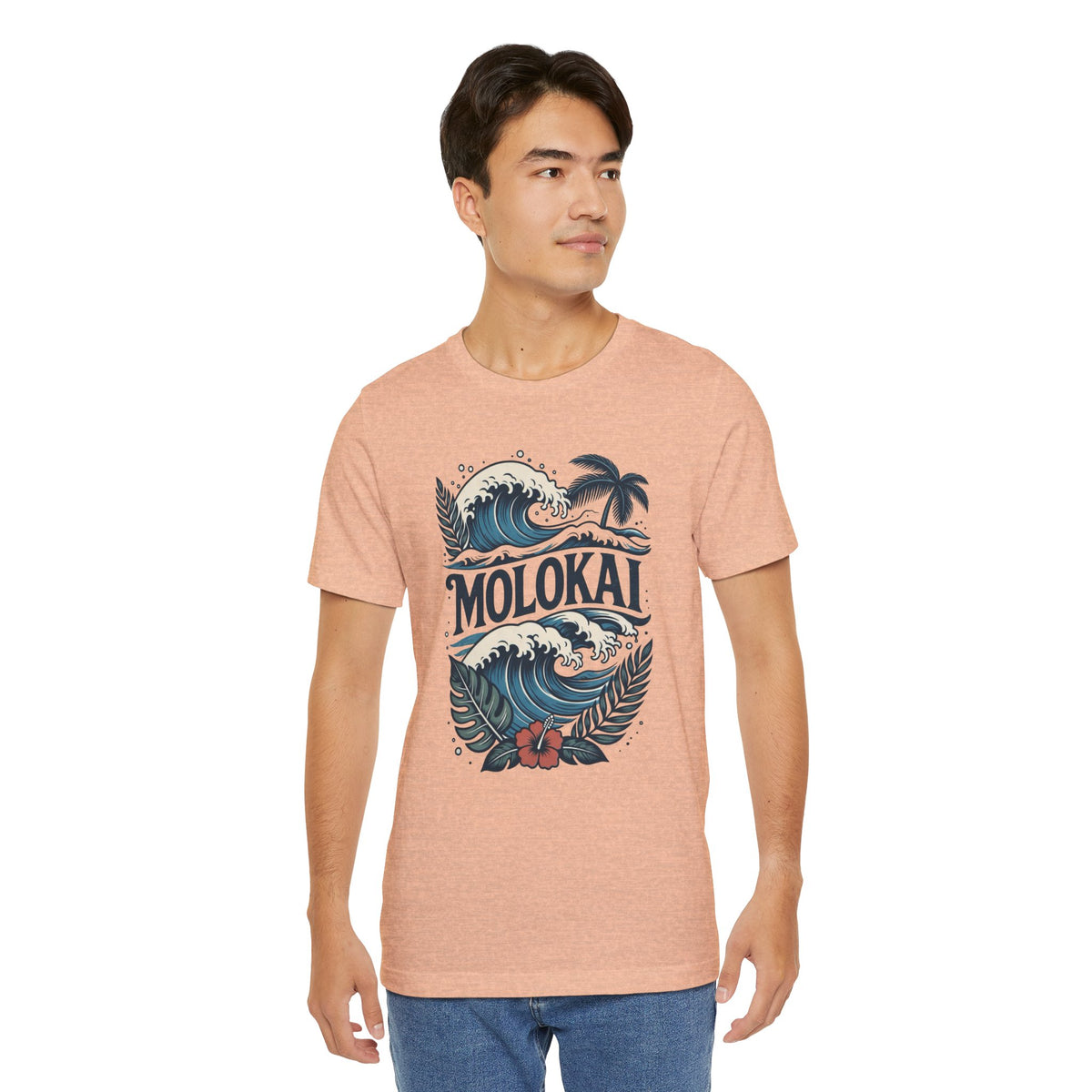 Molokai Island Wave and Palm Tree Tee