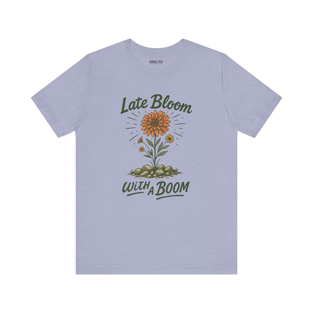 Late Bloom Fresh Floral t-shirt in heather blue