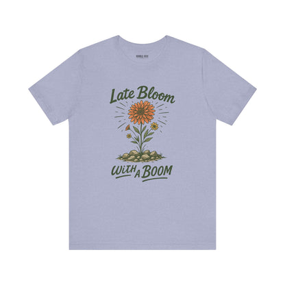 Late Bloom Fresh Floral t-shirt in heather blue