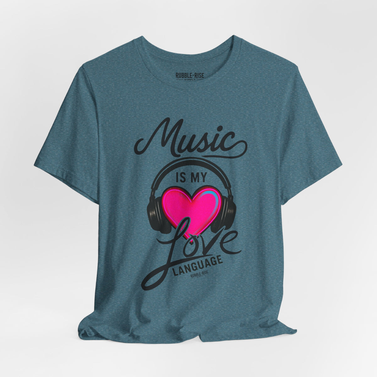 Music Is My Love Language Heart t-shirt in heather deep teal