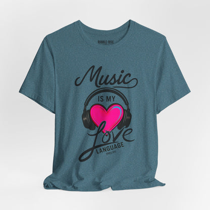 Music Is My Love Language Heart t-shirt in heather deep teal