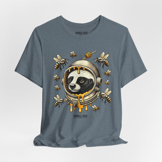 Astronaut Badger Honey Bee t-shirt in heather slate
