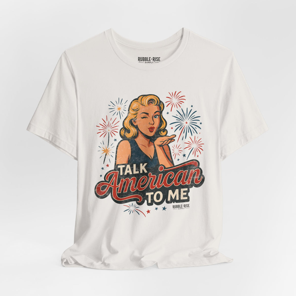 Talk American to Me Retro Pop Art t-shirt in vintage white
