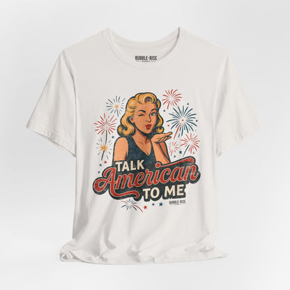 Talk American to Me Retro Pop Art t-shirt in vintage white