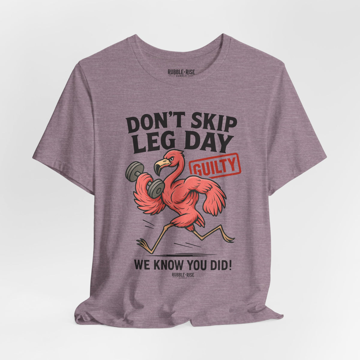 Don't Skip Leg Day Flamingo t-shirt in heather purple