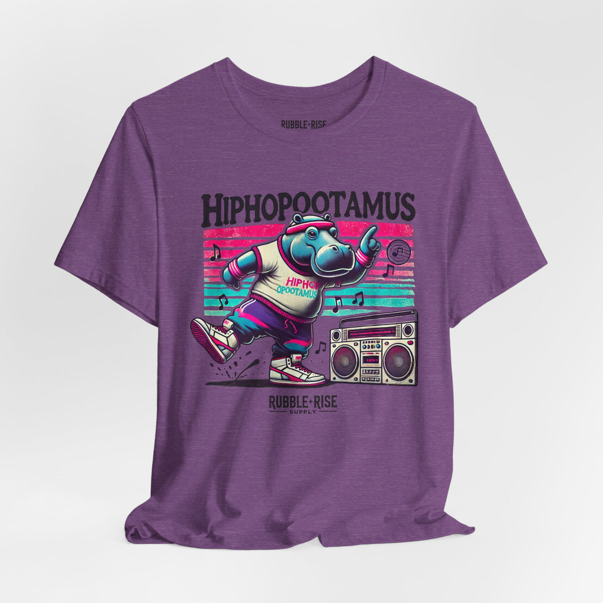 Hiphopootamus Hip Hop Humor t-shirt in heather team purple
