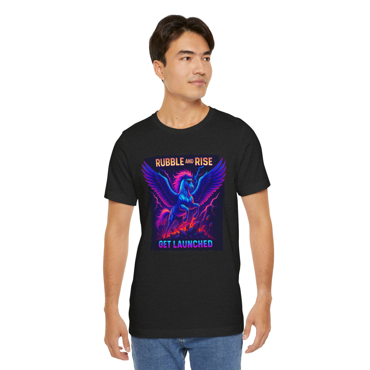 Rubble and Rise Pegasus t-shirt in black heather