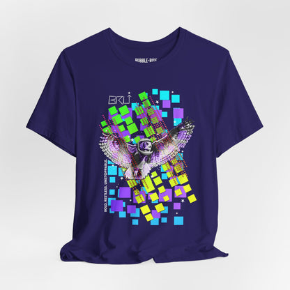 Take It to the Moon Owl Neon t-shirt in team navy
