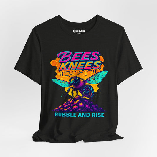 Bee's Knees 80s throwback bee graphic tee, Black Heather