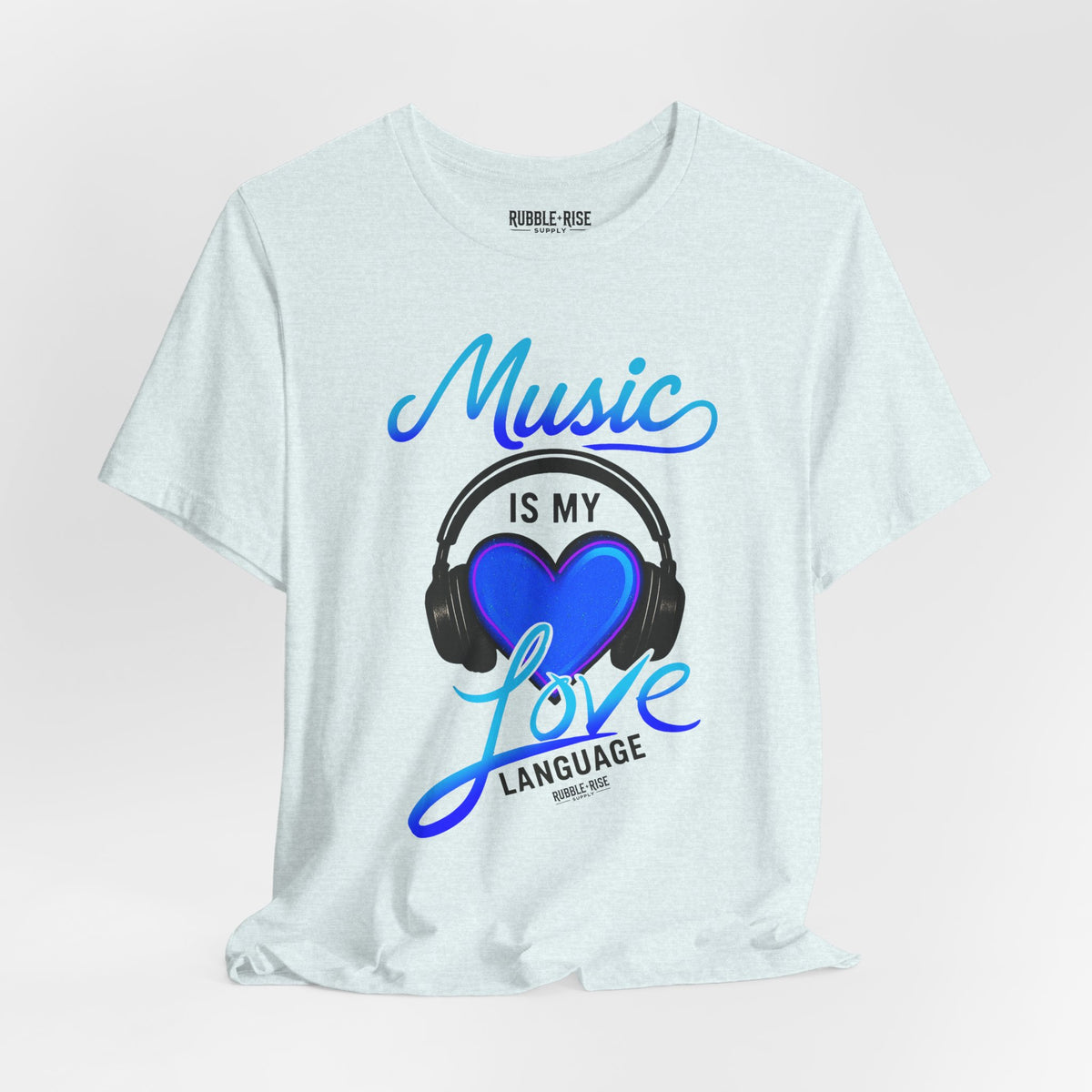 Music Is My Love Language Headphone t-shirt in heather ice blue