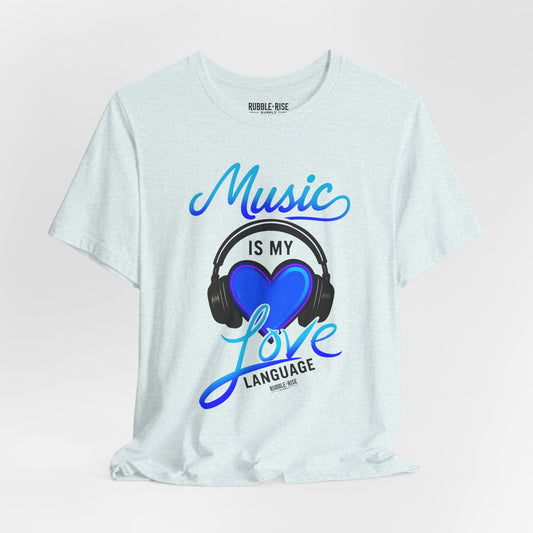 Music Is My Love Language Headphone t-shirt in heather ice blue