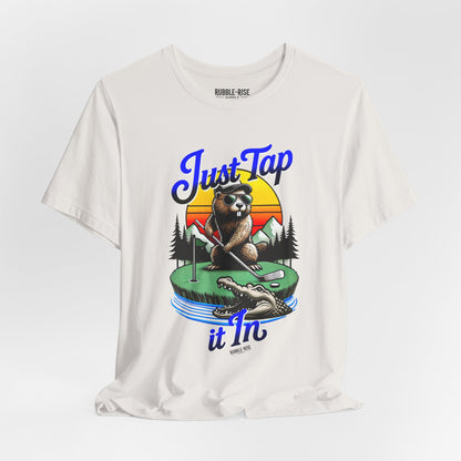 Just Tap It In golf graphic tee, Heather Prism Ice Blue