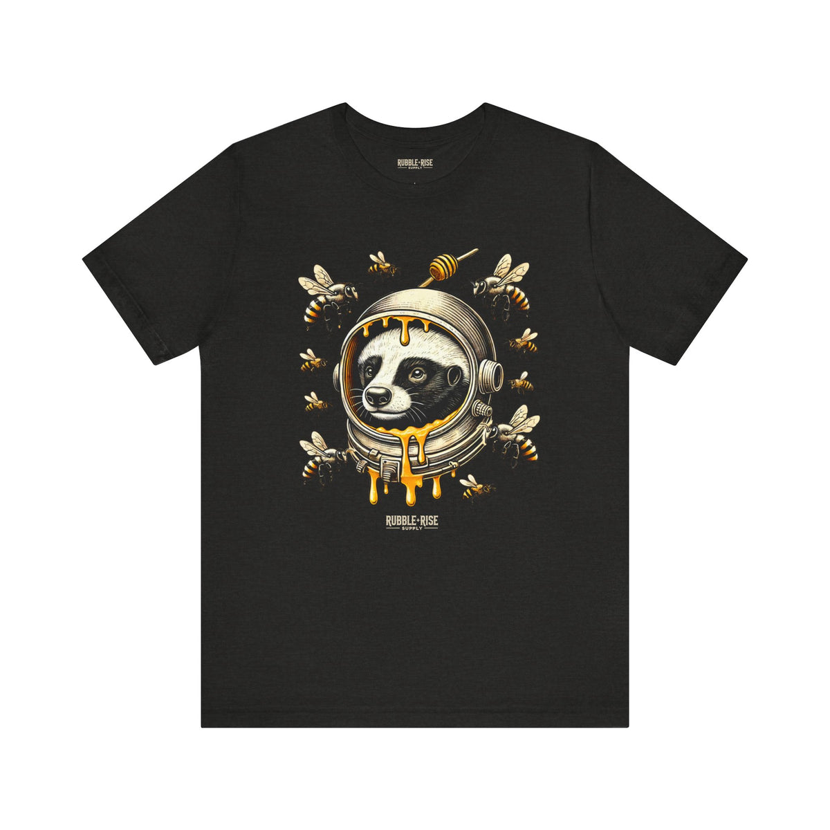 Astronaut Badger Honey Bee t-shirt in black heather
