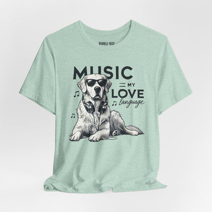 Music = My Love Dog Lover t-shirt in heather prism mint
