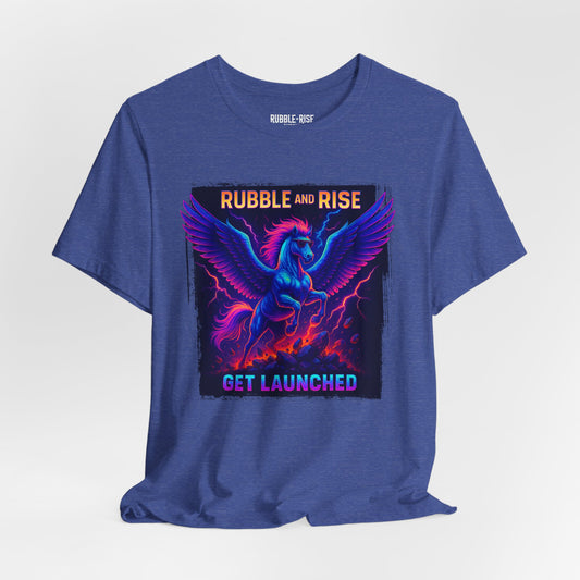 Rubble and Rise Pegasus t-shirt in heather true royal