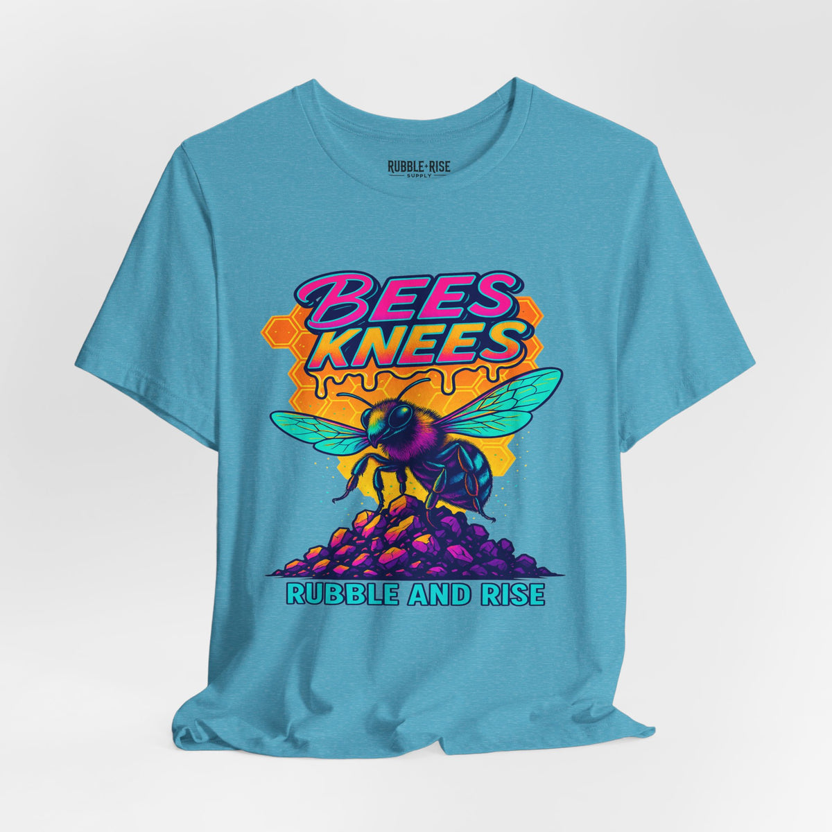 Bee's Knees Neon Bee Lover t-shirt in heather aqua