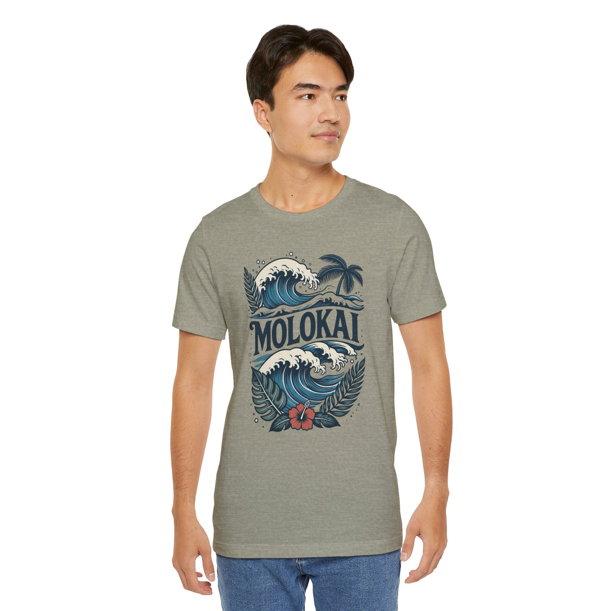 Molokai Island Wave and Palm Tree Tee