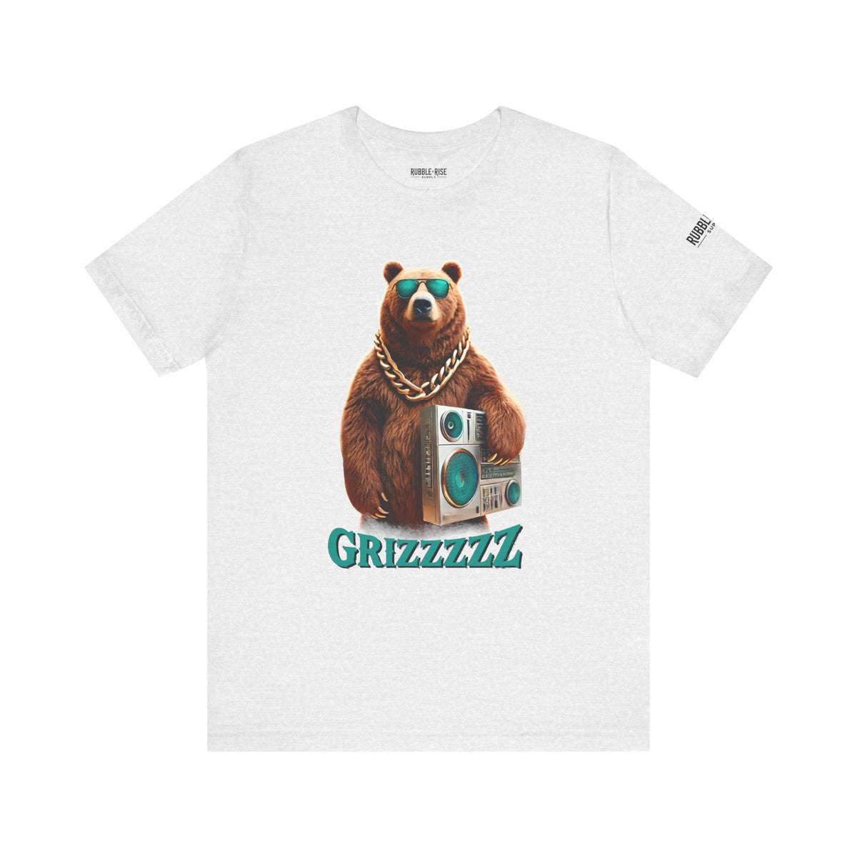 Grizzzzz Bear Retro Hip Hop t-shirt in ash