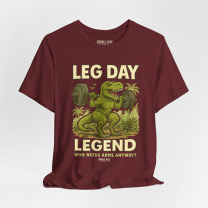 Leg Day Legend T-Rex t-shirt in heather cardinal