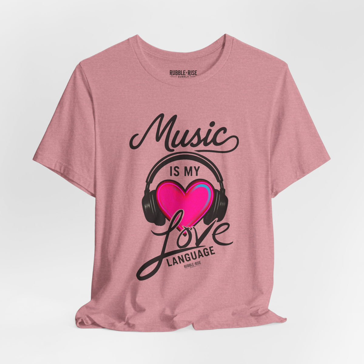 Music Is My Love Language Heart t-shirt in heather orchid