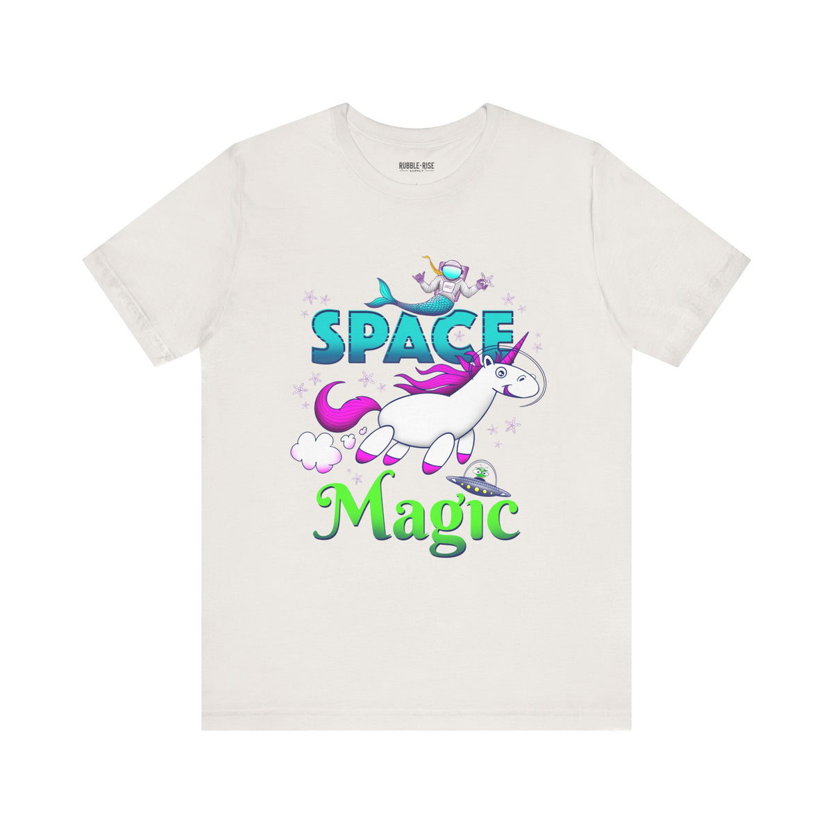 Space Magic Unicorn Fantasy t-shirt in vintage white