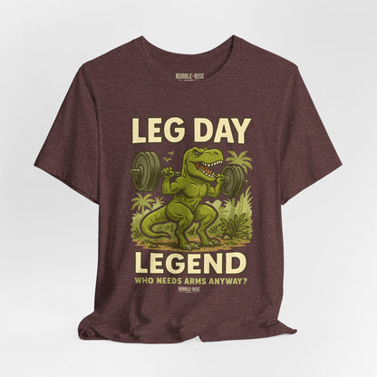 Leg Day Legend T-Rex t-shirt in heather maroon