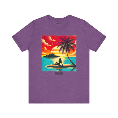 Tropical Sunset Beach t-shirt in heather team purple