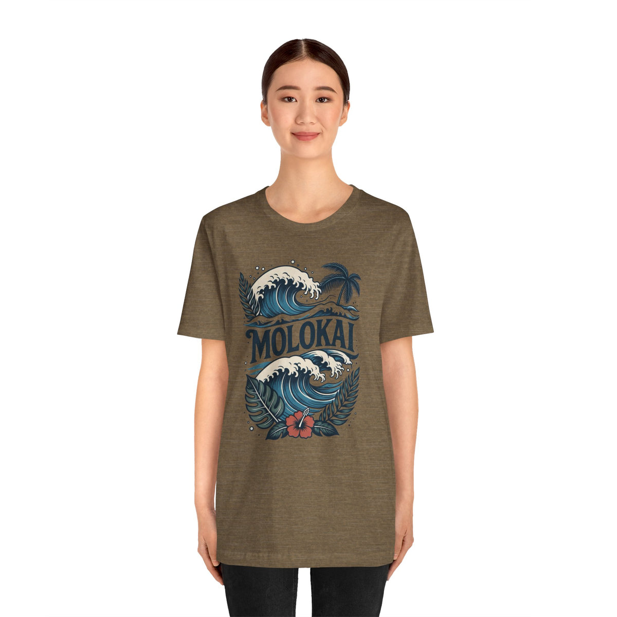 Molokai Island Wave and Palm Tree Tee