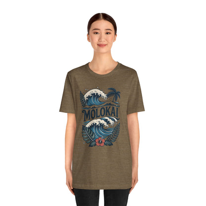 Molokai Island Wave and Palm Tree Tee