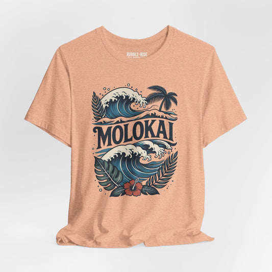Molokai Island Wave and Palm Tree Tee