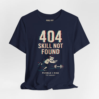 404 Skill Not Found gamer graphic tee, Navy