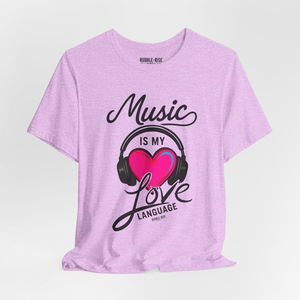 Music Is My Love Language Heart t-shirt in heather prism lilac