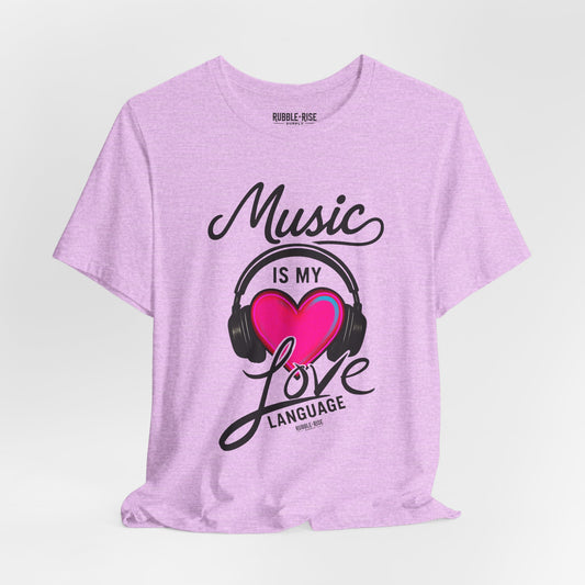 Music Is My Love Language Heart t-shirt in heather prism lilac