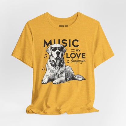 Music = My Love Dog Lover t-shirt in heather yellow gold