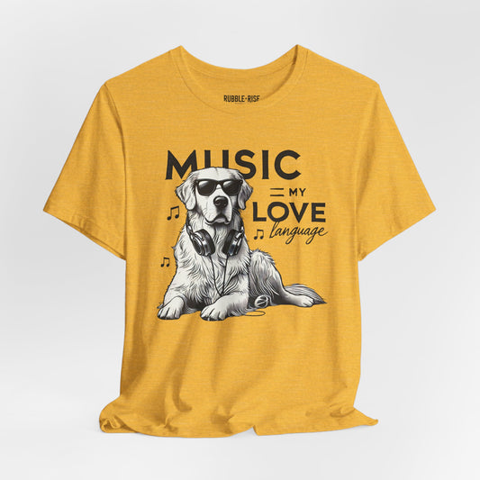 Music = My Love Dog Lover t-shirt in heather yellow gold
