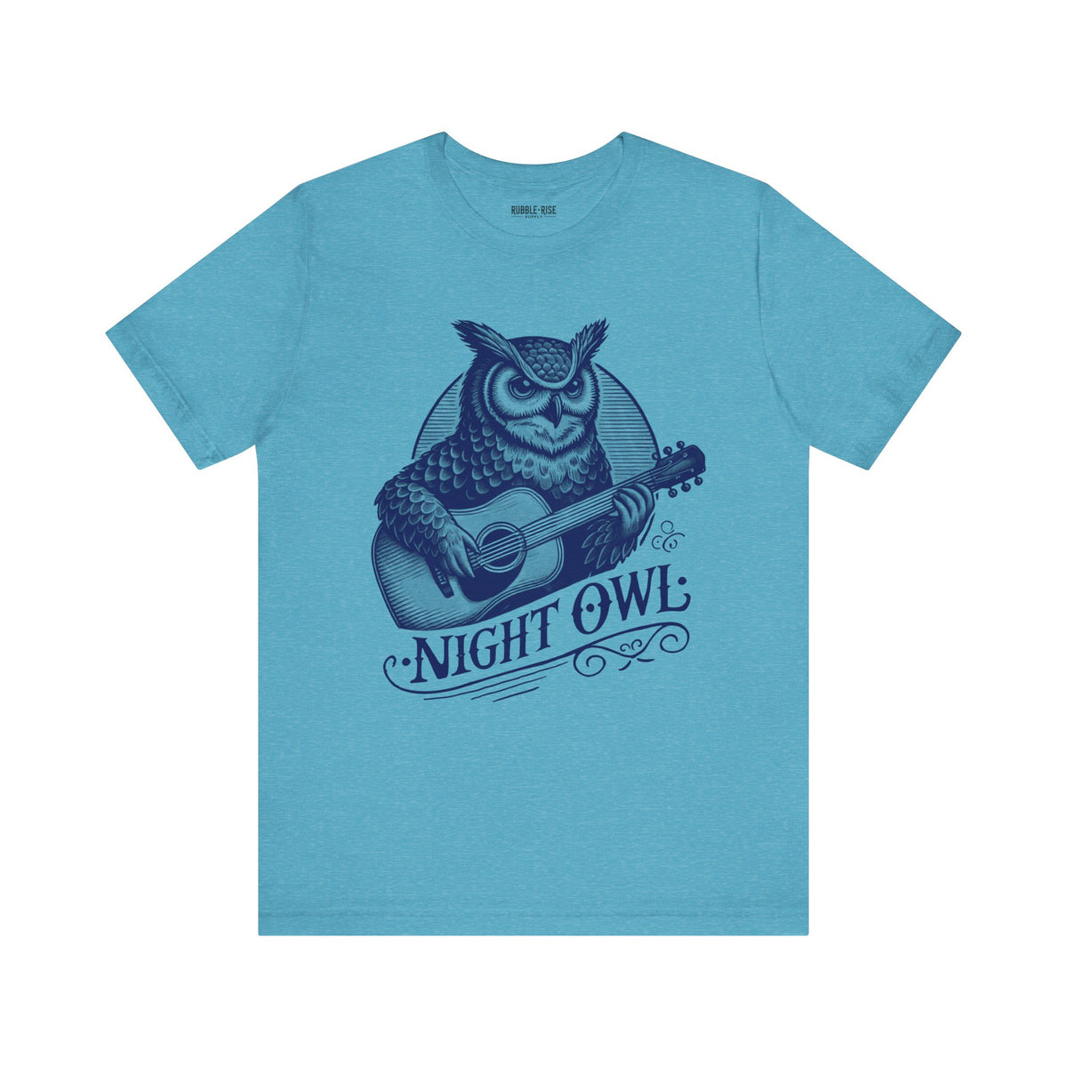 Night Owl Guitarist Music t-shirt in heather aqua